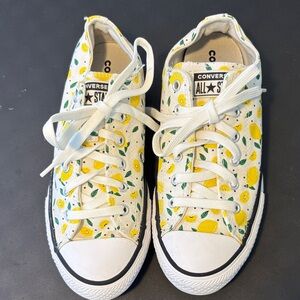 Converse  White Canvas Sneakers with Yellow Lemon Print